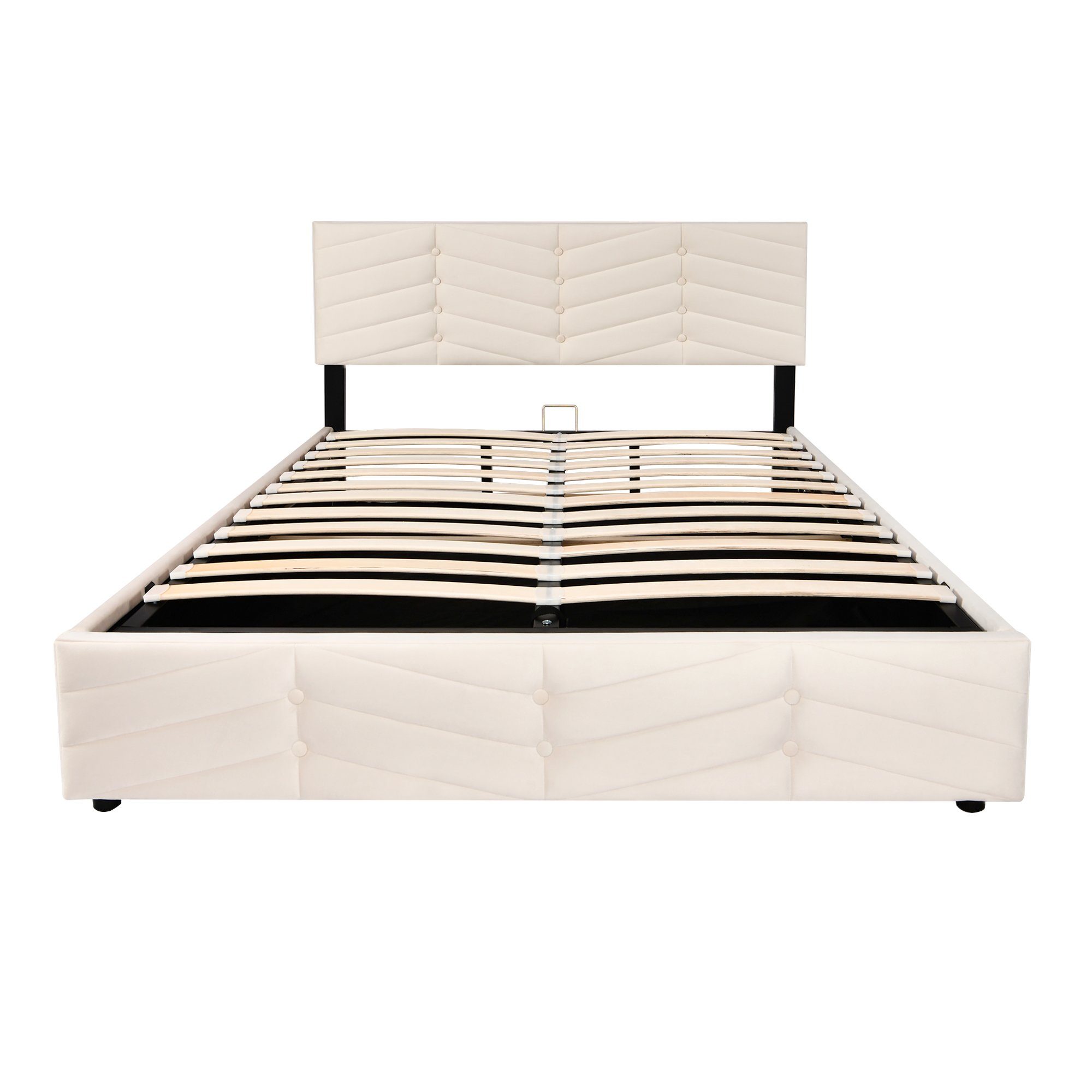 OKWISH Polsterbett Doppelbett Stauraumbett (140 x 200,Weiß mit Lattenrost ohne Matratze), Continentalbett,höhenverstellbares Kopfteil Allgemeine Daten