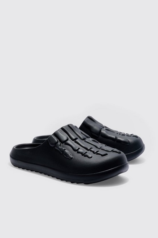 Perforierte Mules mit Skelett-Print