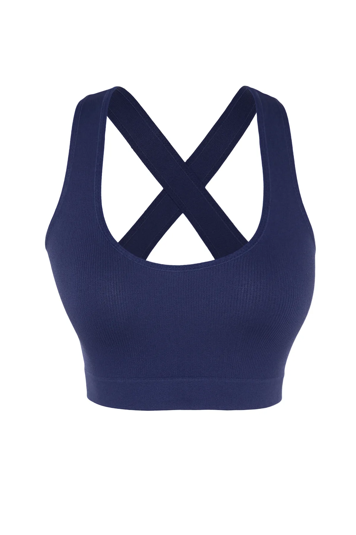 Trendyol Collection  Nahtloser/nahtloser, leicht stützender/formender gestrickter Sport-BH in Dunkelblau TWOAW22SS0009