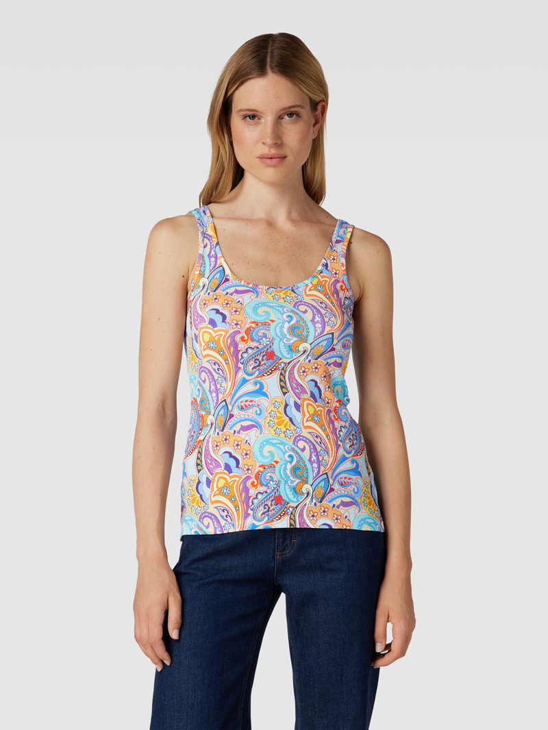 Top mit Allover-Muster in blau
