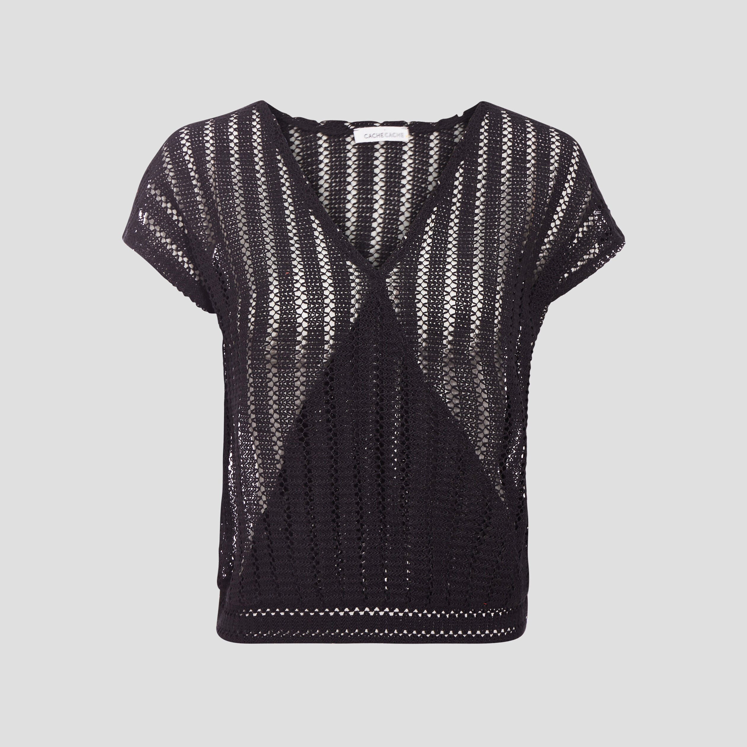 T-shirt manches courtes noir femme | Cache Cache