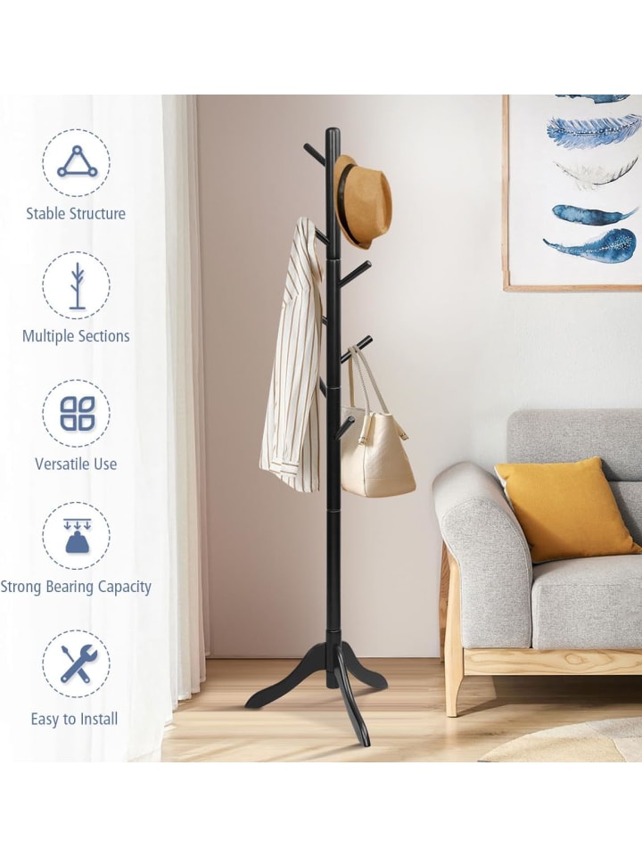 COSTWAY Garderobenständer 175cm in Schwarz günstig kaufen onesize
