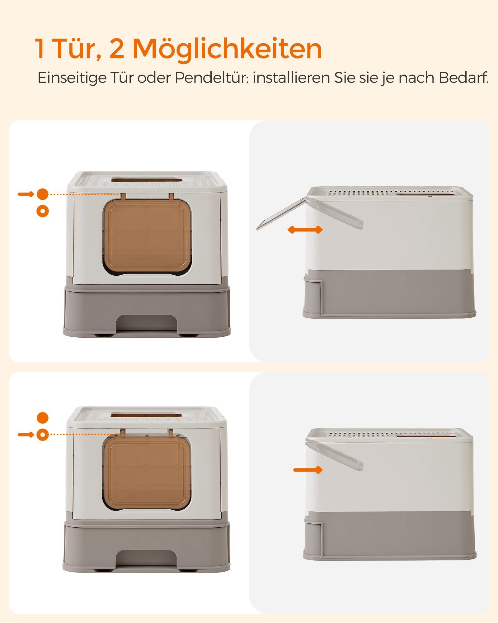 FEANDREA Katzentoilette, Katzenklo, mit Deckel, für Katzen bis 15kg