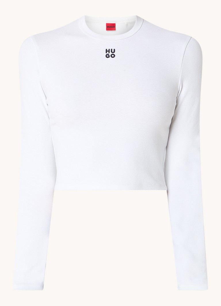 T-shirt corta a maniche lunghe HUGO BOSS Dafilomena con logo ricamato
