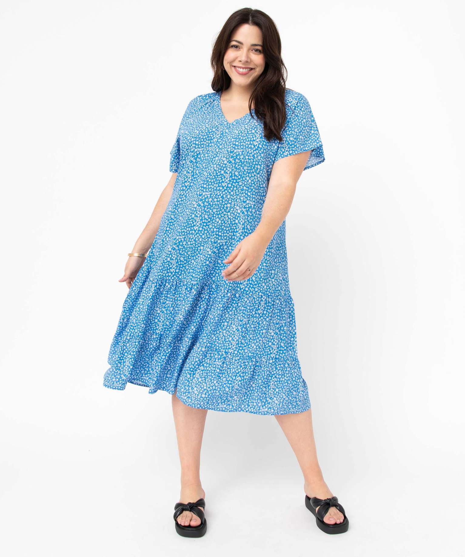 Robe femme grande taille fleurie à volants imprime | GEMO