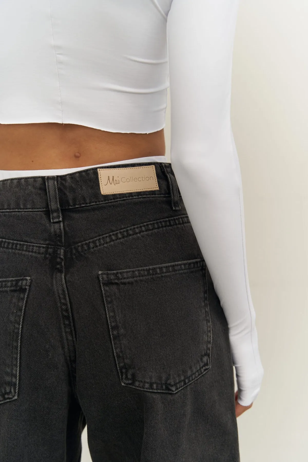 MAİ COLLECTİON  Drew schwarze Jeanshose