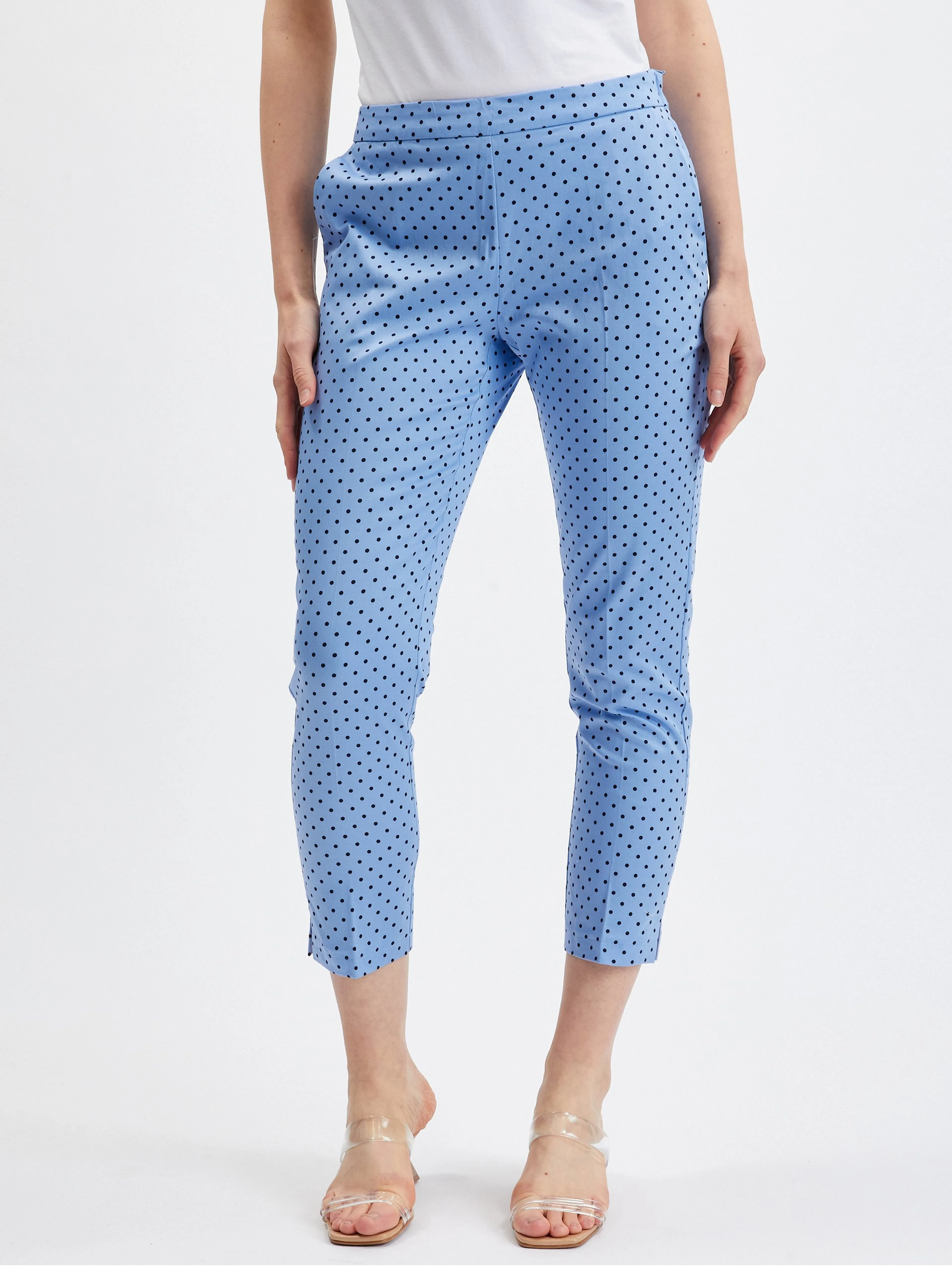 Blaue gepunktete Damen-Cropped-Hose ORSAY