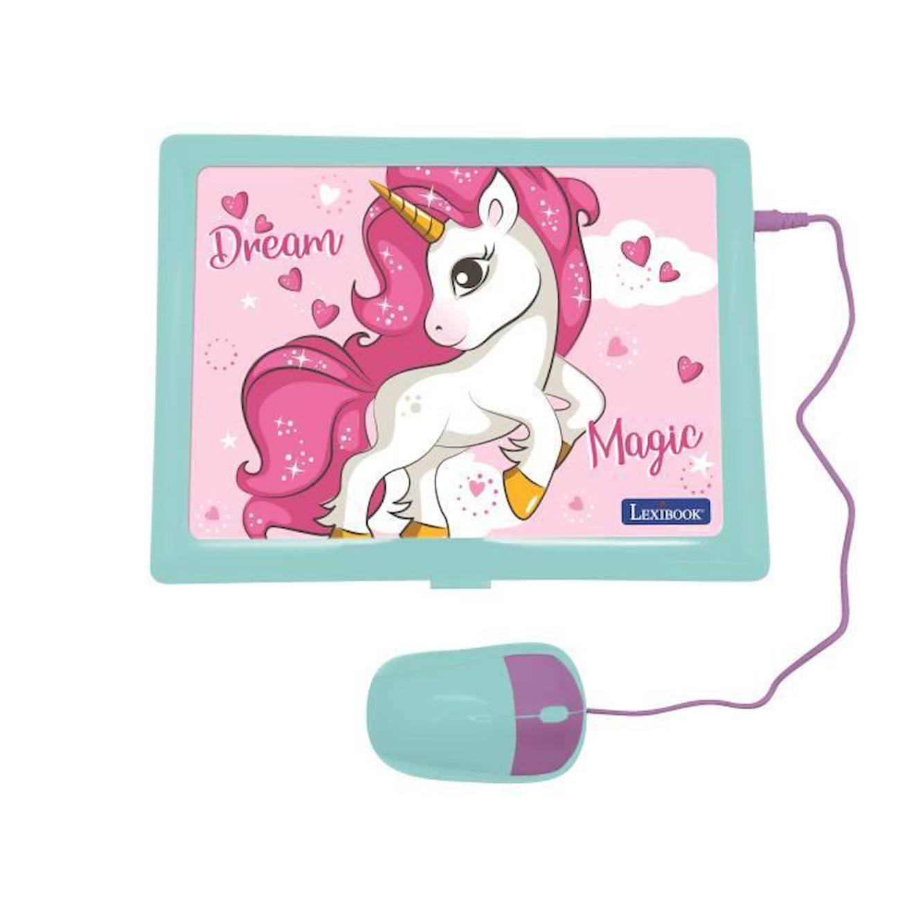 Ordinateur éducatif coloris Licorne – 124 activités (Français/Anglais) rose
