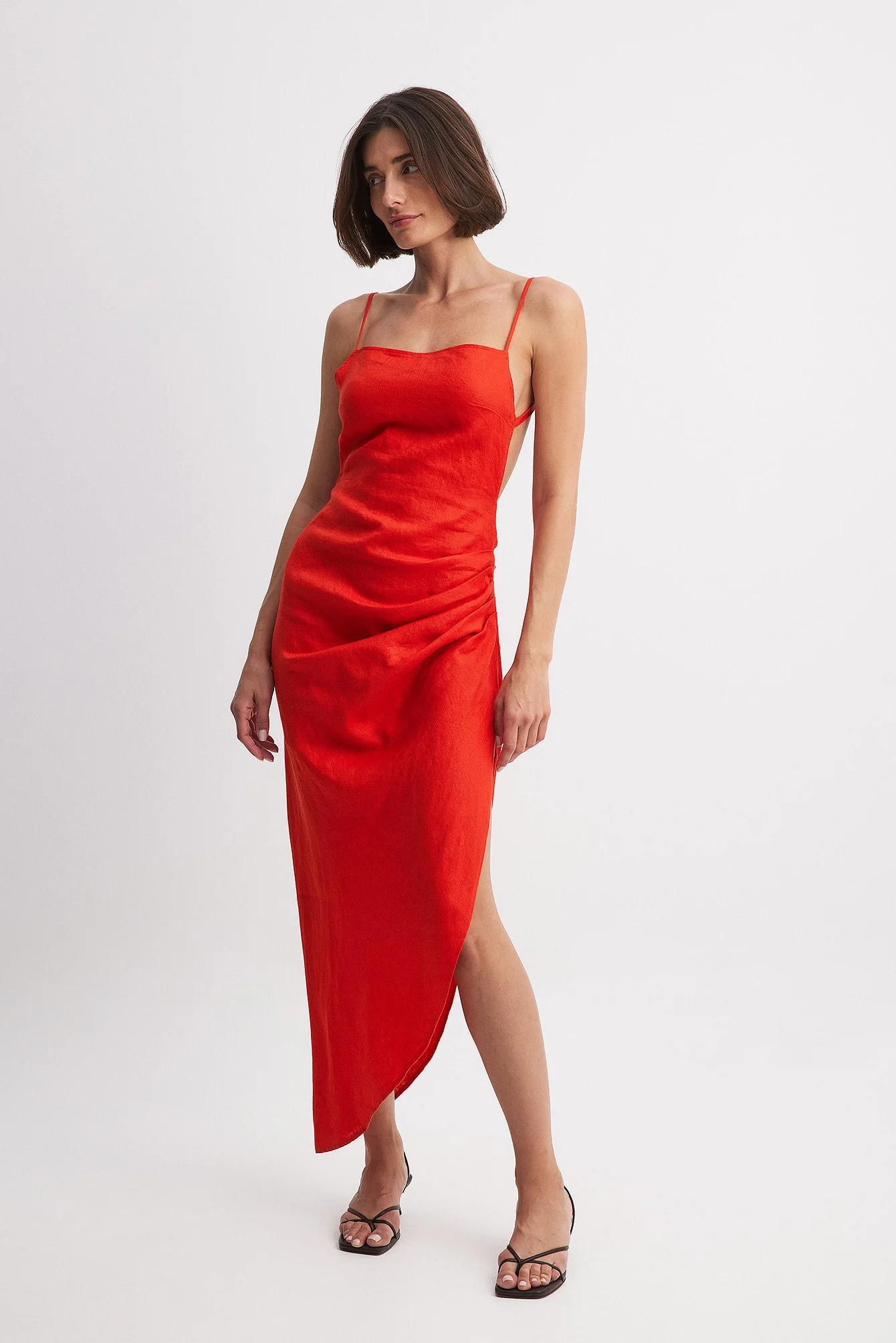 Drapiertes Kleid aus Leinen
