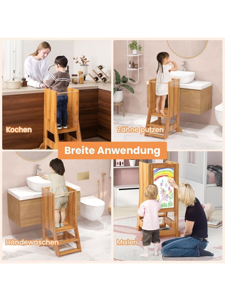 COSTWAY 2 in 1 Tritthocker 1-7 Jahre in Beige günstig kaufen onesize