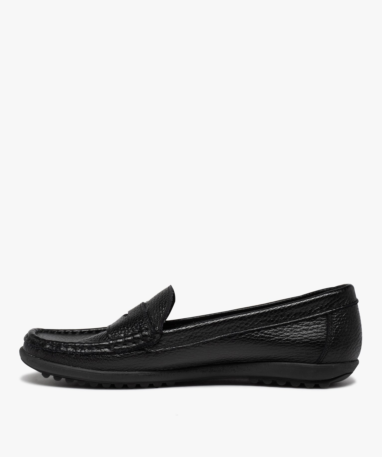 Mocassins confort femme dessus cuir uni noir | GEMO
