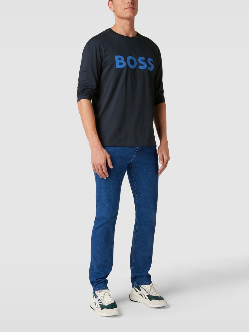 Longsleeve mit Label-Detail in dunkelblau