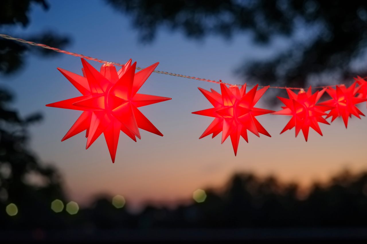 I-Glow 3D Sternenlichterkette Rot - 10er Set