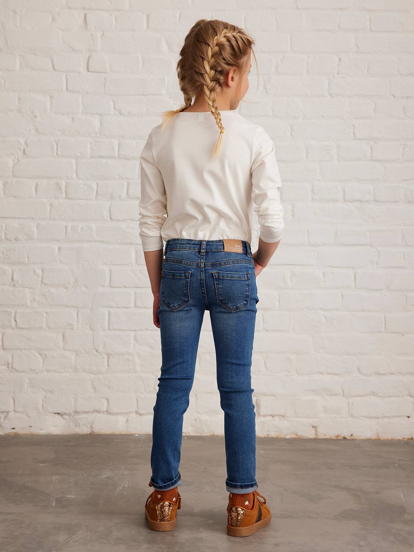 Vertbaudet Mädchen Slim-Fit-Jeans WATERLESS, Hüftweite REGULAR - dark blue