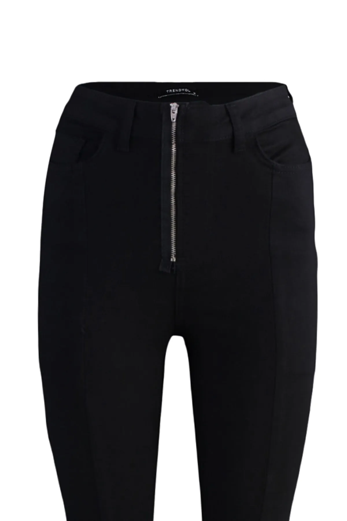 Trendyol Collection  Schwarze Skinny Jeans mit Reißverschluss und hoher Taille TWOAW23JE00498