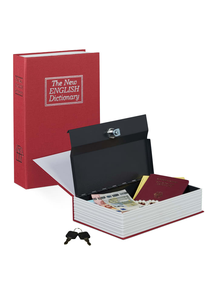 relaxdays Buchtresor Wörterbuch in Rot - (B)15,5 x (H) x (T)5,5 cm günstig kaufen onesize