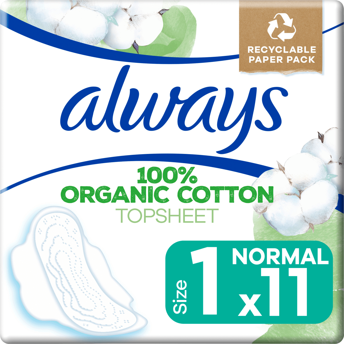 Ultra-Binden Cotton Protection Normal mit Flügel, 11 St