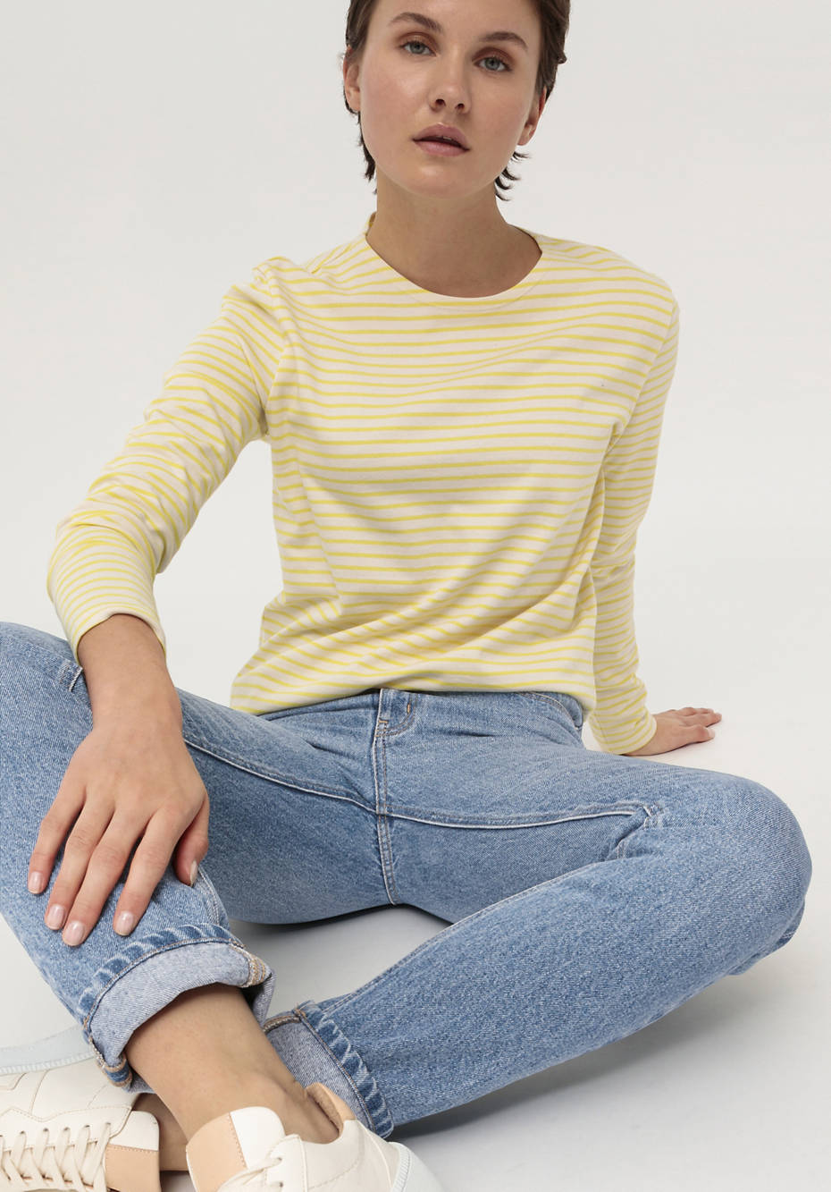 Langarm-Ringelshirt aus reiner Bio-Baumwolle