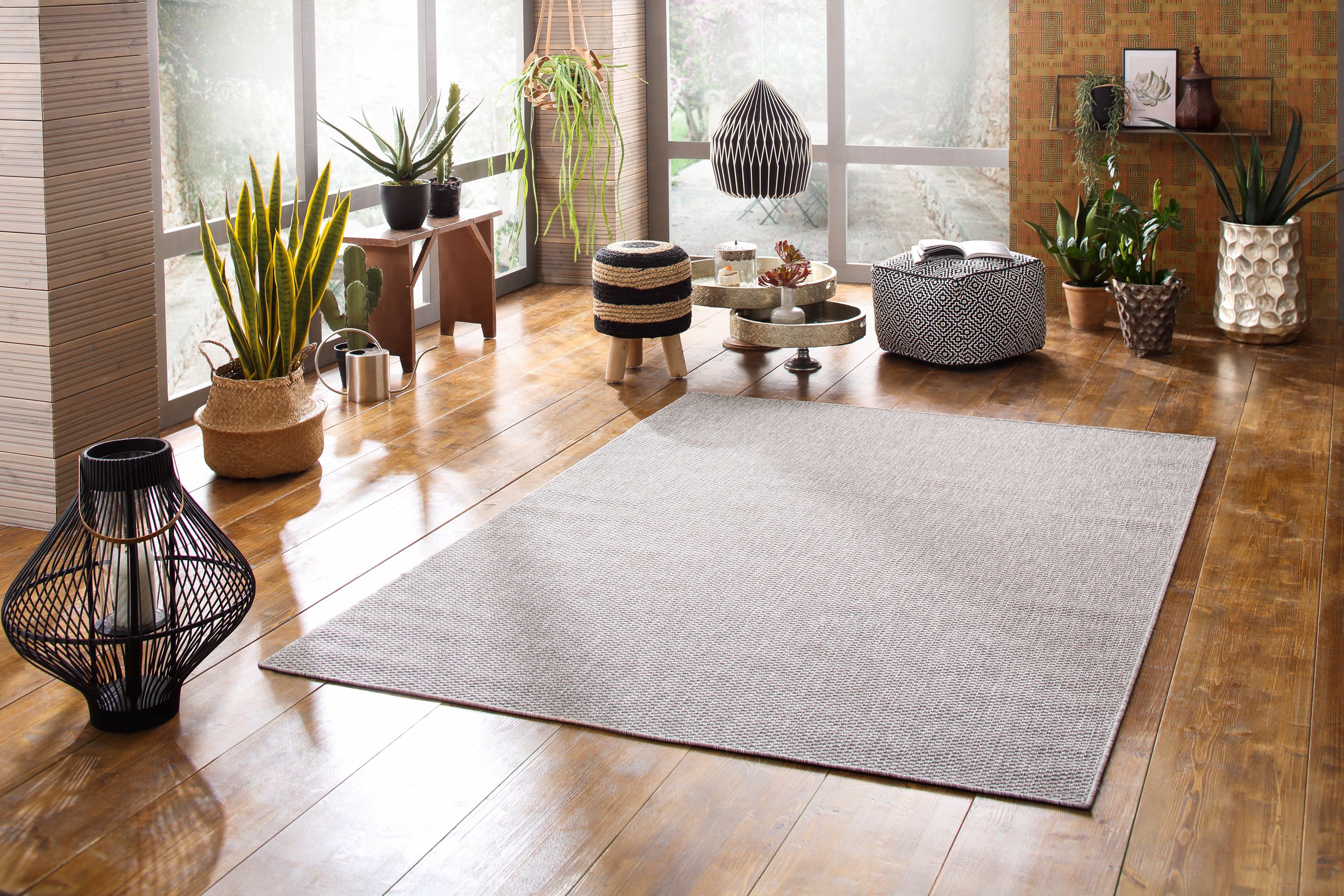 Teppich Venedig, Home affaire, rechteckig, Höhe: 4 mm, Flachgewebe, Sisal-Optik, meliert, UV-beständig, Outdoor geeignet
