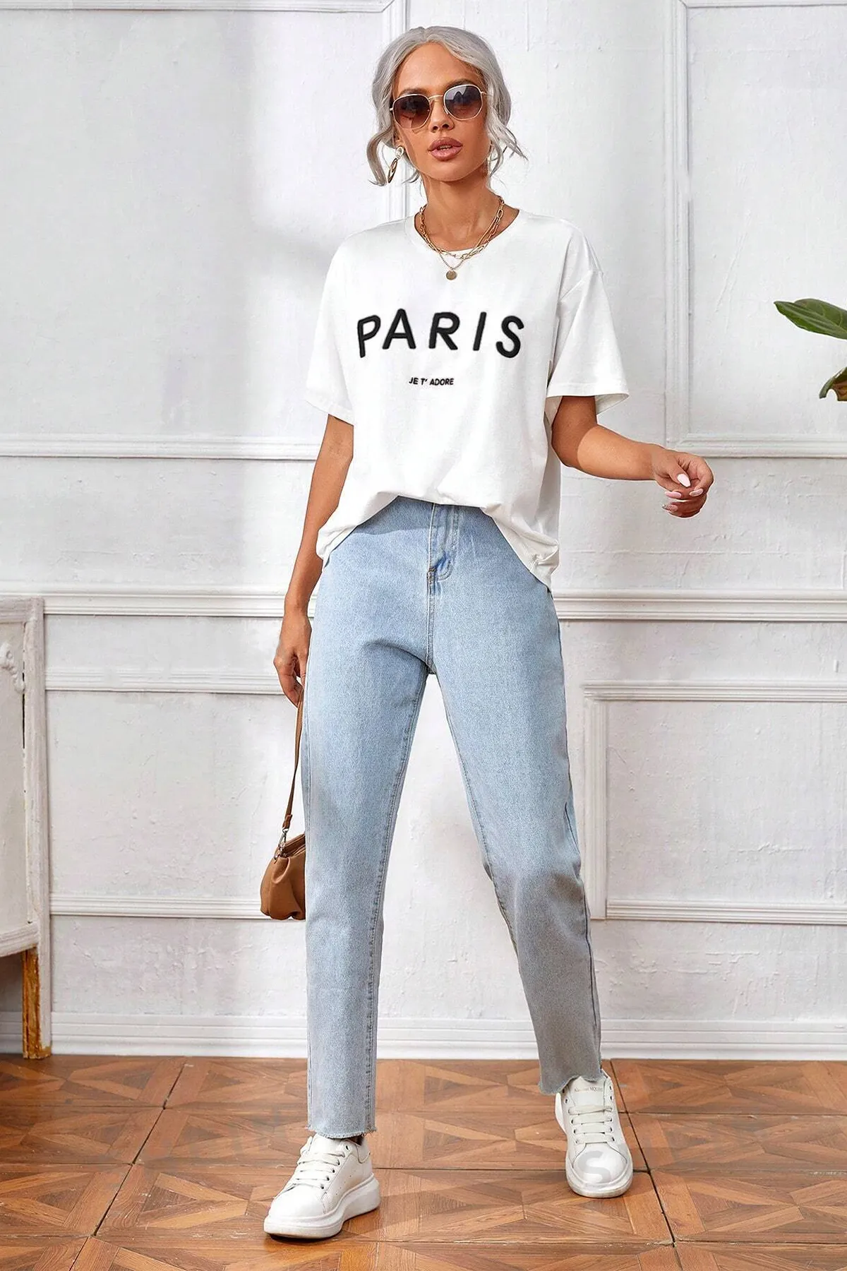 uyguntarz  Übergroßes Unisex-T-Shirt mit Paris-Print