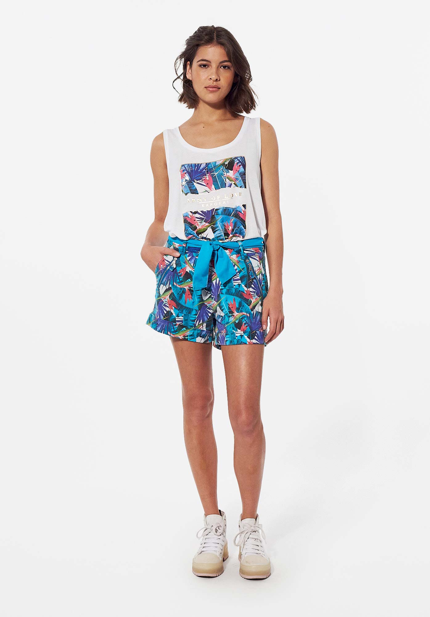 PIKO   Short fleuri bleu Femme