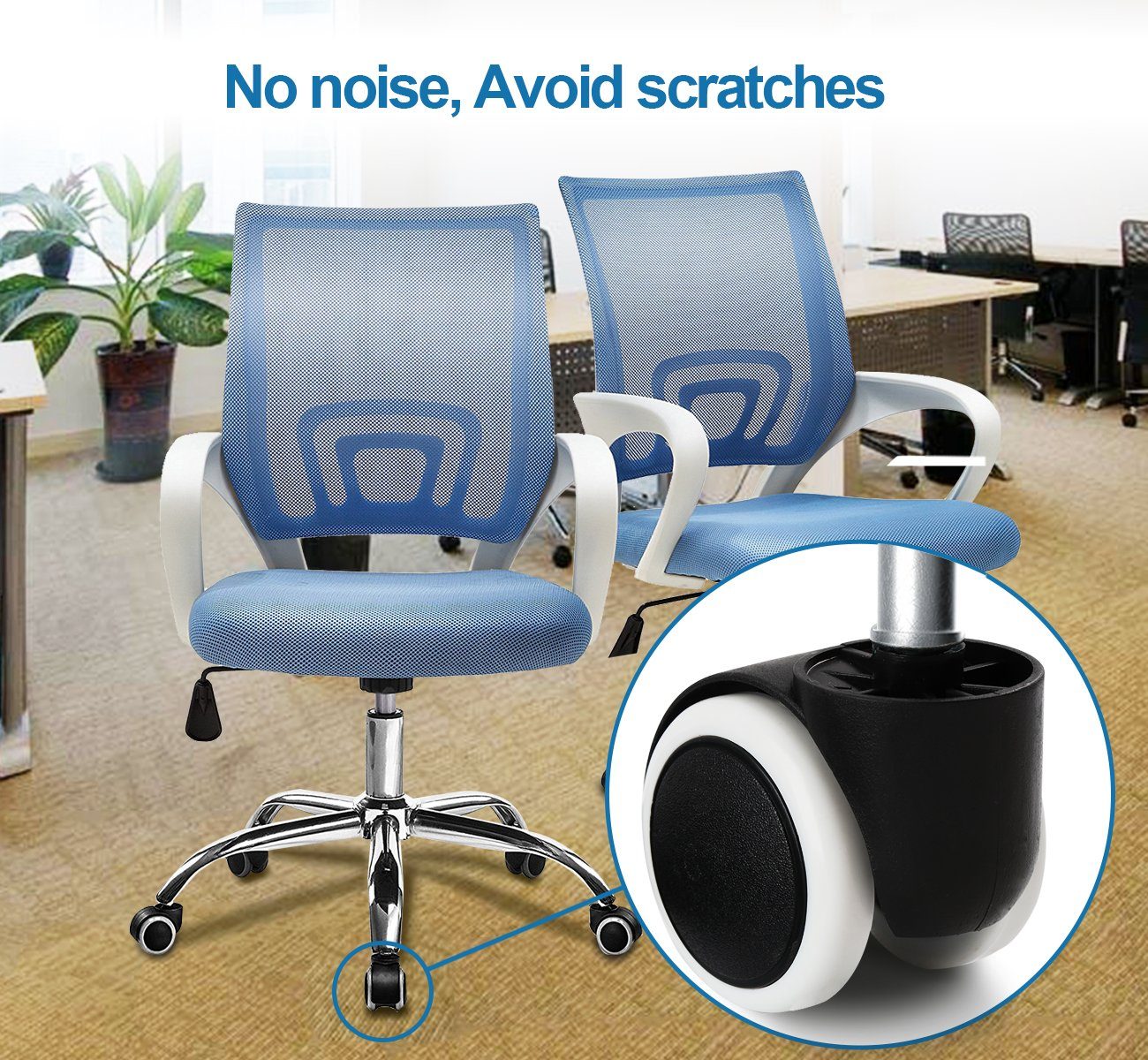 Homewit Stuhlrolle 5-teilig Bürostuhl Rollen Set, 360° Drehbar Stuhlrollen, (Set, 5-St., Stuhlrolle Hartbodenrollen Stift 11mm/Durchmesser 50mm), für Bürostuhl, Chefsessel, Gaming-Stuhl usw.