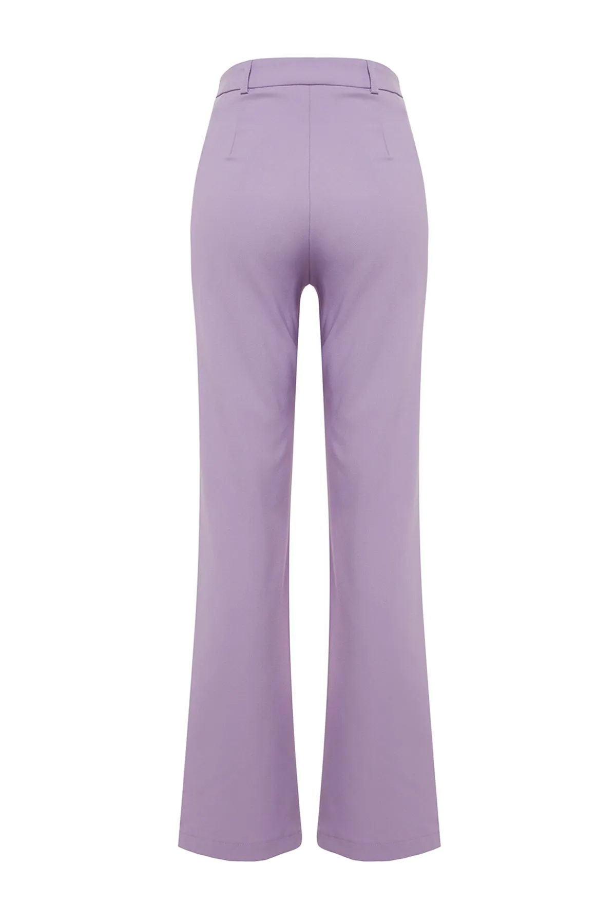 Trendyol Collection  Lilafarbene, gerade, gerippte, genähte Webhose mit hoher Taille TWOSS21PL0093