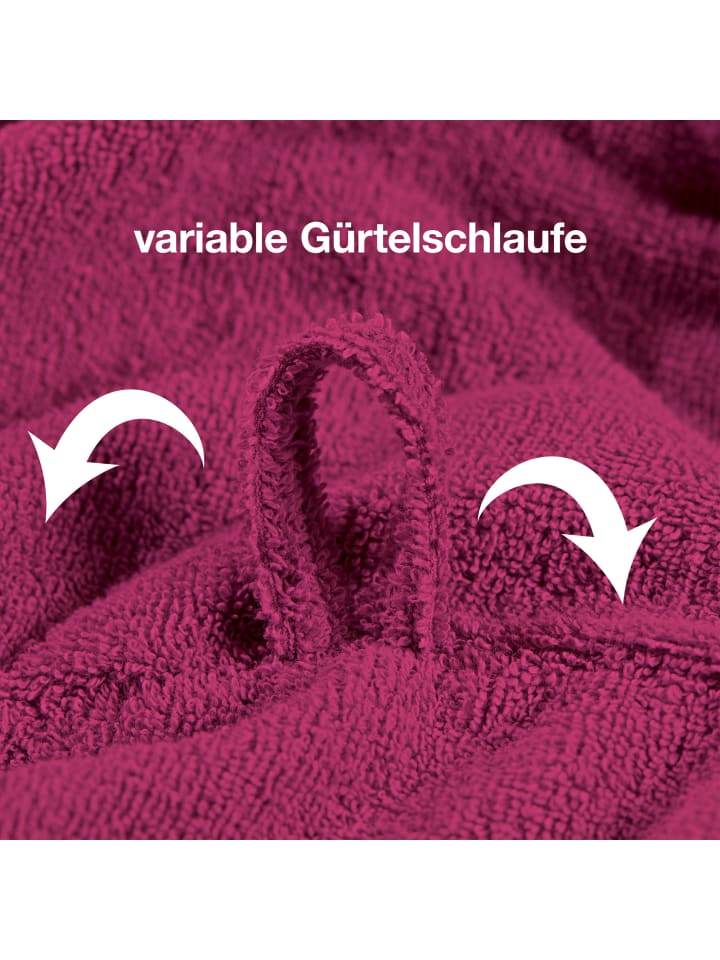 REDBEST Frottier Unisex-Bademantel mit Kapuze Chicago in fuchsia günstig kaufen