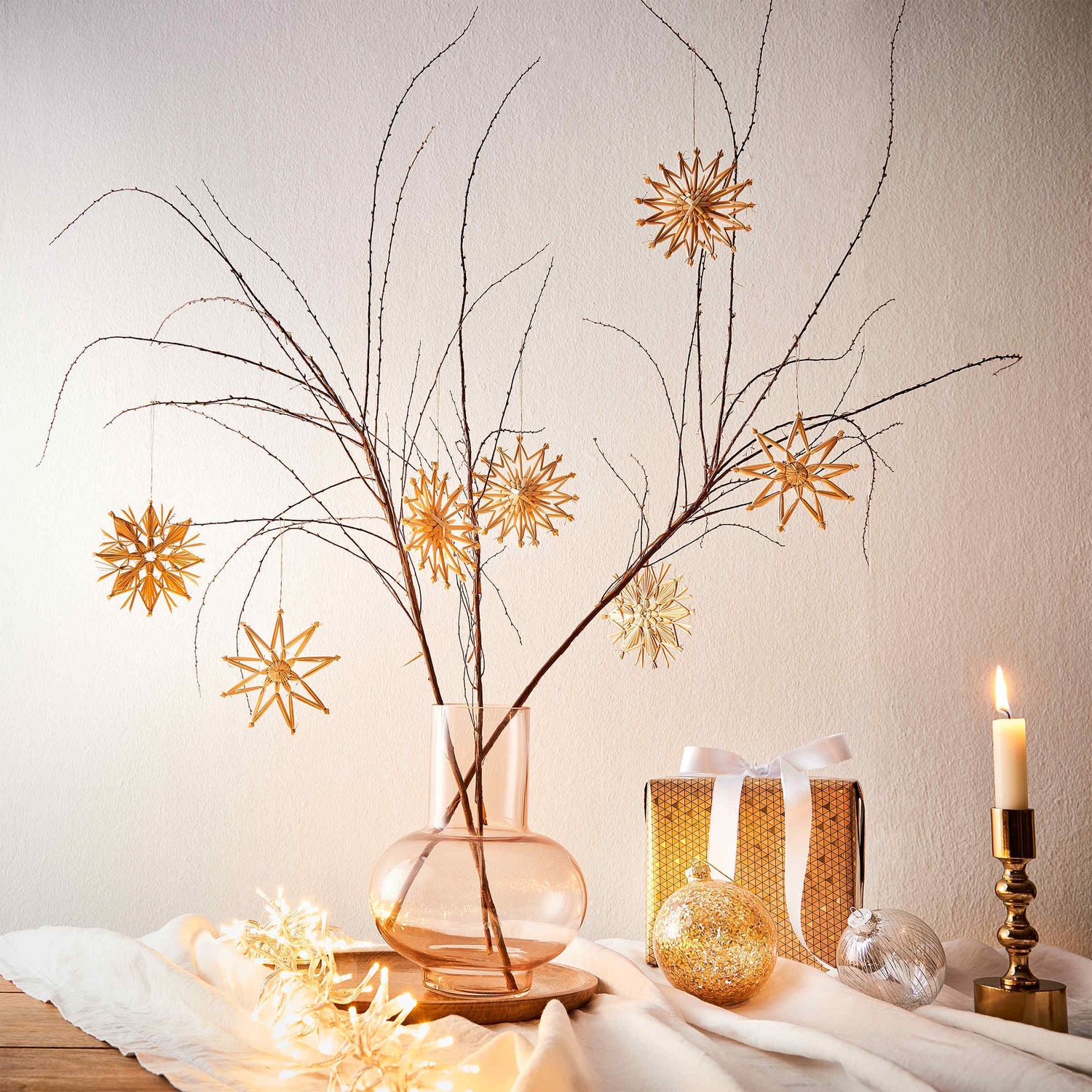 X-MAS Anhänger Strohsterne 6er-Set