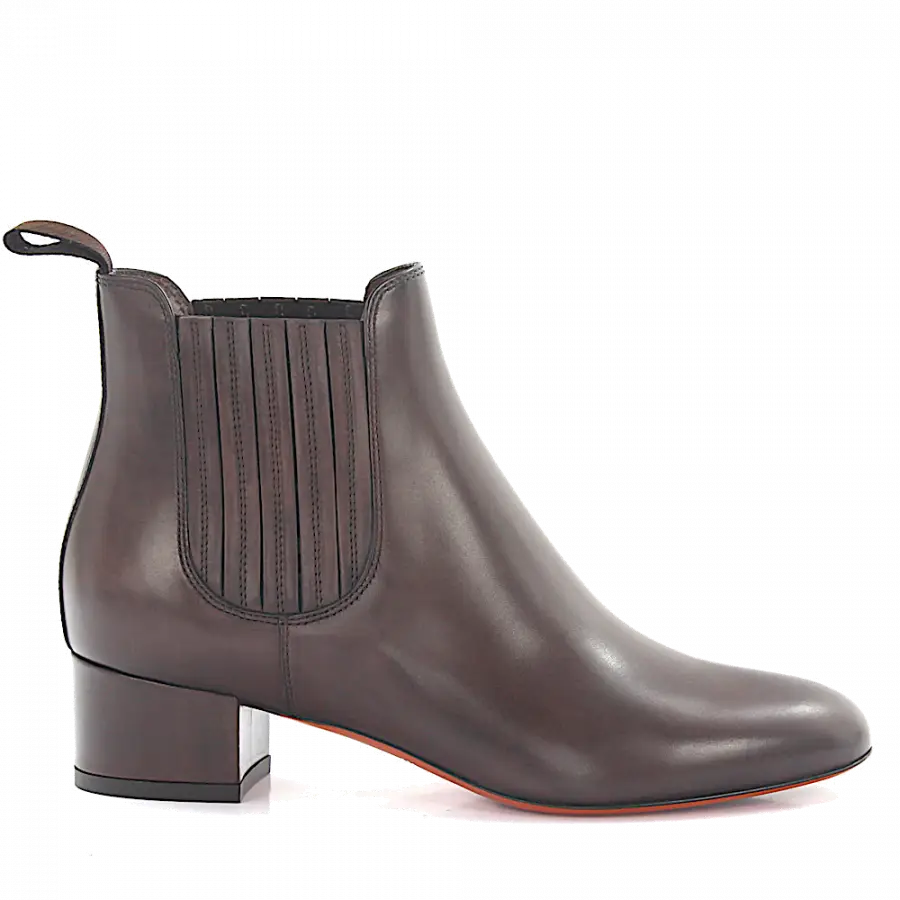 Santoni - Stiefeletten Glattleder Kalbsleder braun - braun