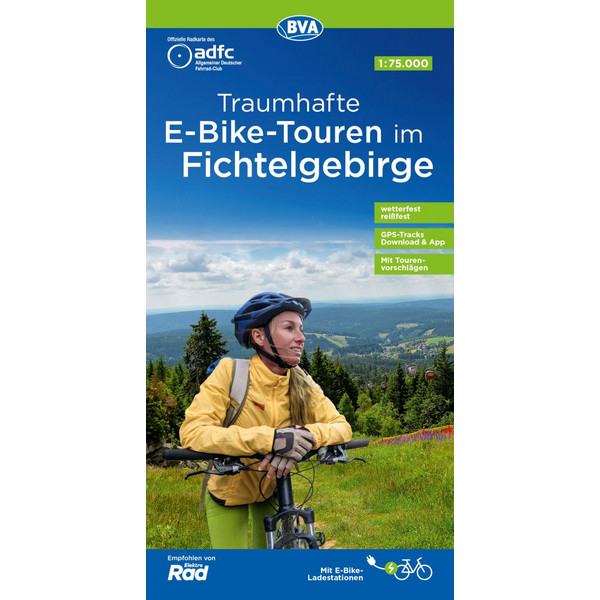 ADFC TRAUMHAFTE E-BIKE-TOUREN IM FICHTELGEBIRGE, 1:75.000 - Fahrradkarte