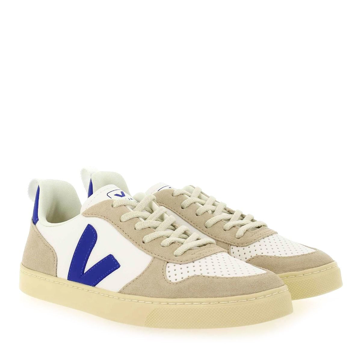 Veja  V10 LACES - Blanc Bleu