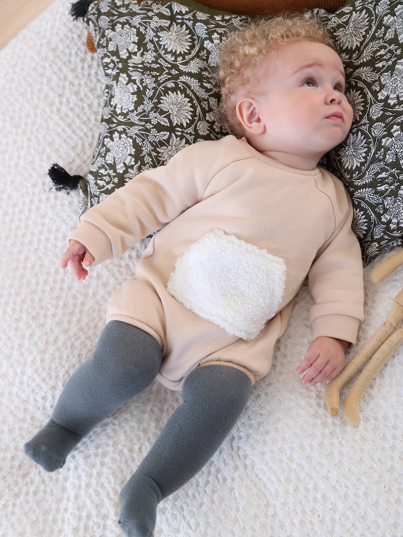 Combinaison barboteuse bébé manches longues sable