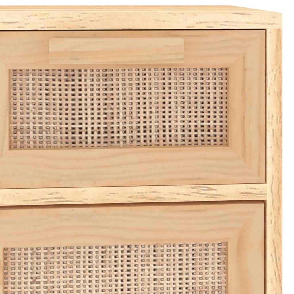 vidaXL Sideboard Sideboard Braun 60x30x75 cm Massivholz Kiefer und Natur-Rattan (1 St)