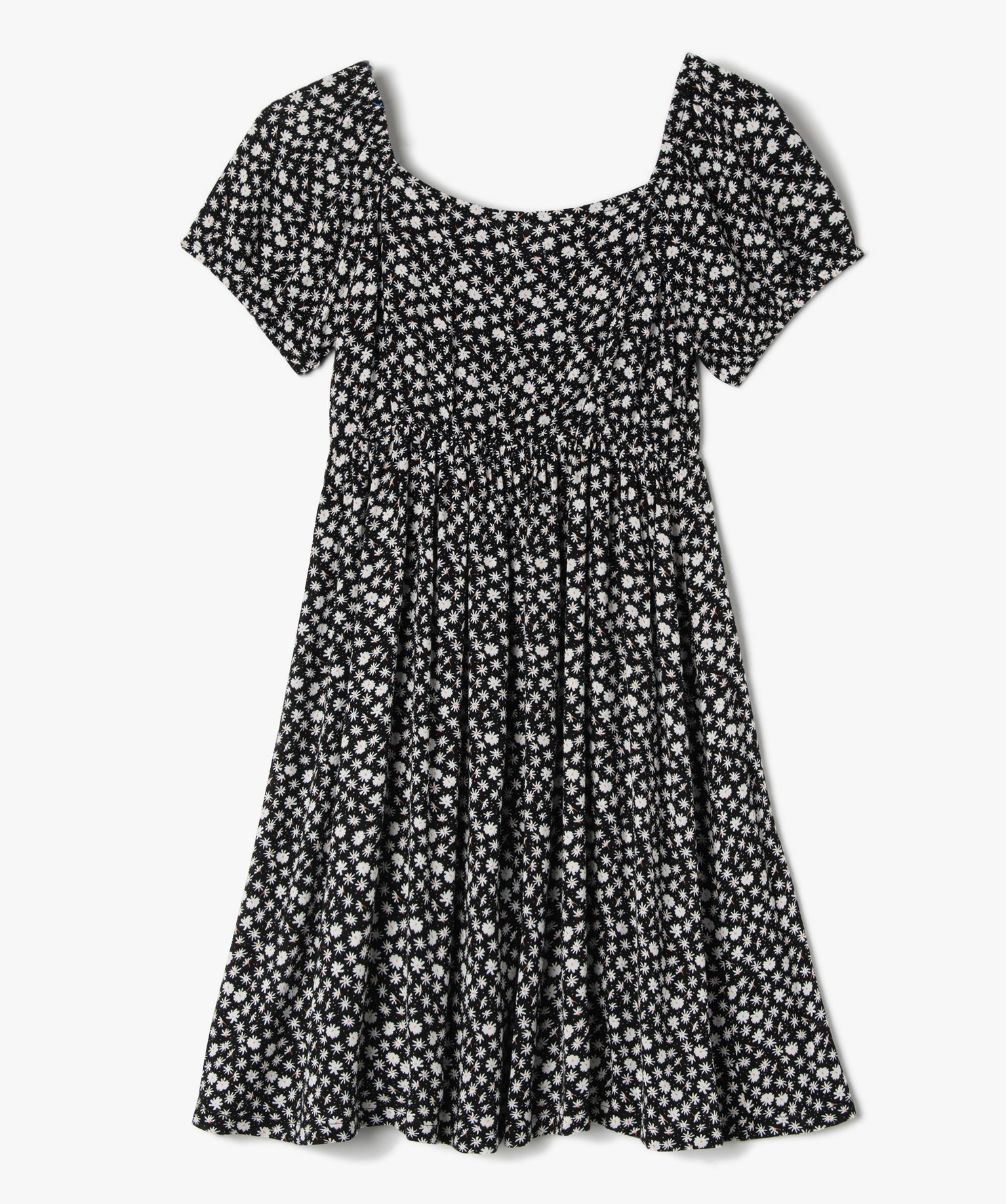 Robe fille à manches courtes à motifs fleuris imprime | GEMO
