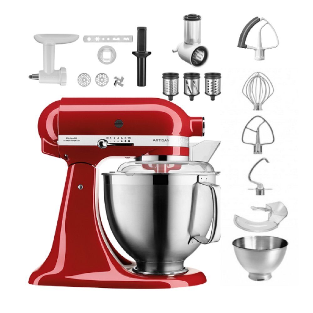 KitchenAid Küchenmaschine KitchenAid 4,8 L 5KSM185 Artisan Küchenmaschine Allrounderset