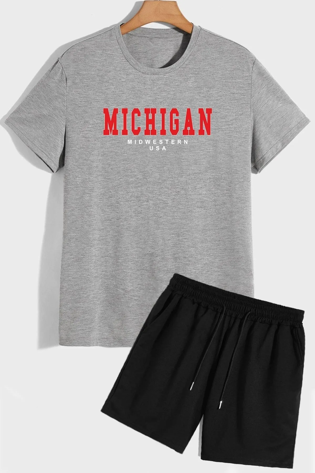 trendypassion  Michigan Shorts T-Shirt-Trainingsanzug-Set