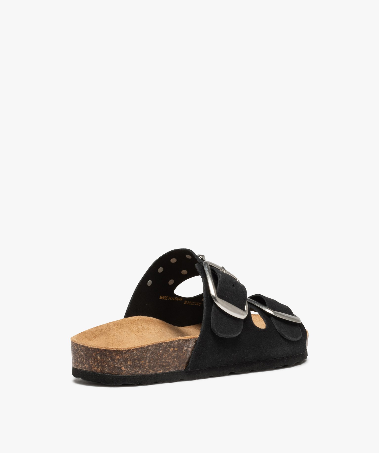 Mules femme à brides en cuir et clous métalliques noir | GEMO