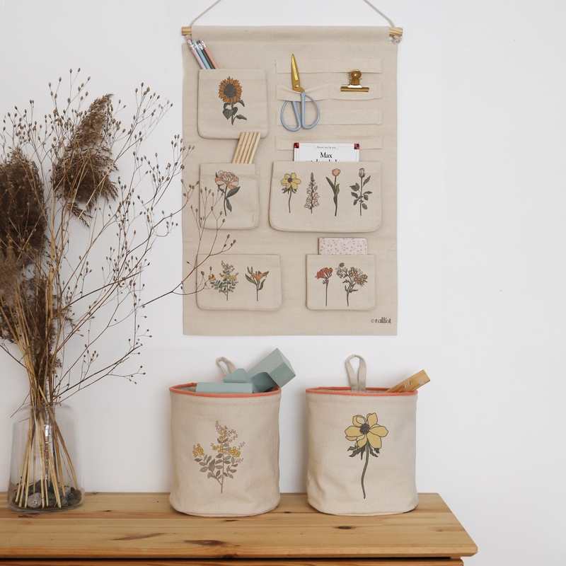 Set 2 paniers de rangement 20x20cm FLORA