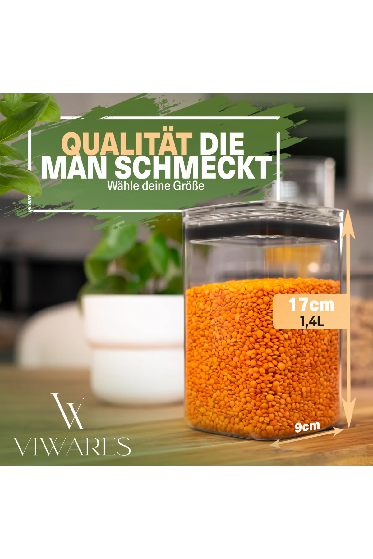 Viwares  Vorratsdosen mit Deckel Luftdicht – 6er 1400 Vorratsbehälter Set - BPA-FREI Klar