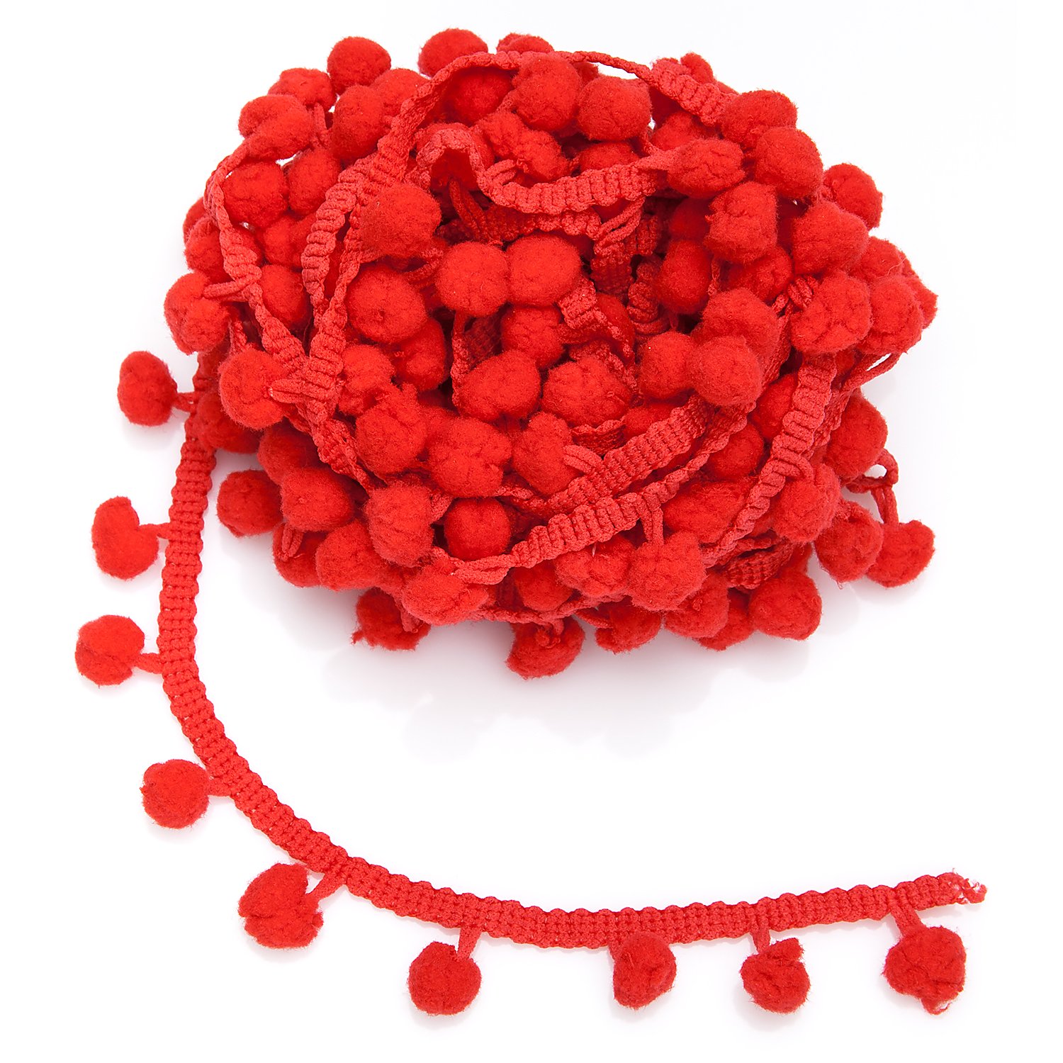 Pompon-Borte, rot, 20 mm, 5 m