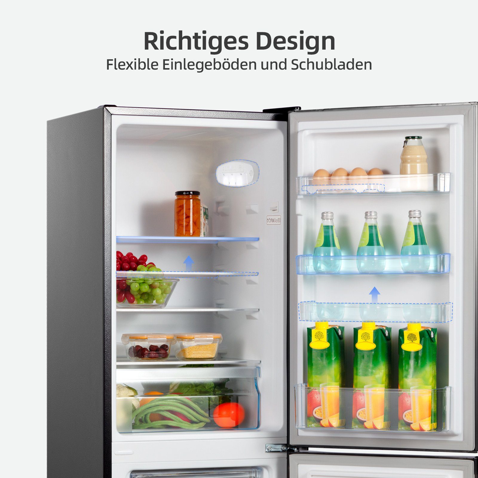 CHiQ Kühl-/Gefrierkombination CBM159LEBD, 144 cm hoch, 50 cm breit, 157L Kühlschrank,12 Jahre Garantie auf den Kompressor,Low-frost