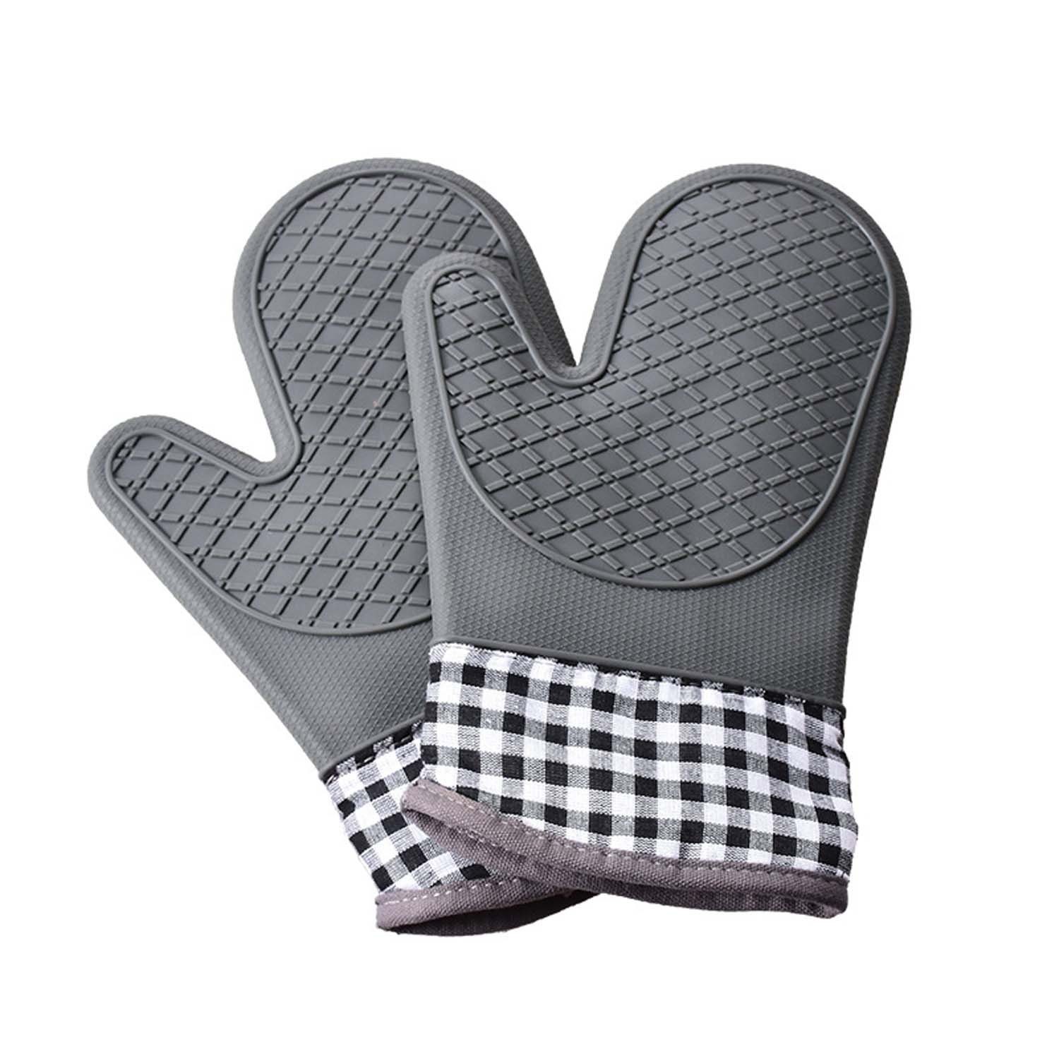 aikidio Topflappen wasserdichte rutschfeste Ofenhandschuhe, Grillen, Kochen (Grau), (1-tlg)