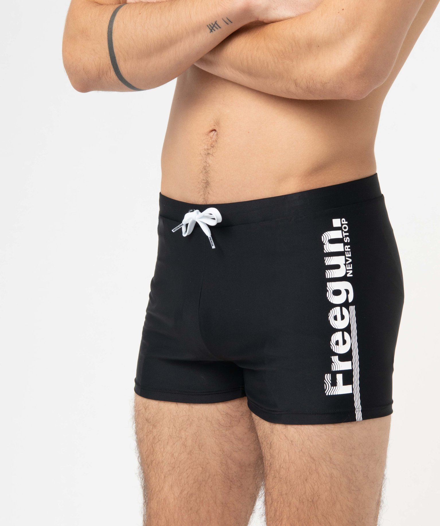 Maillot de bain homme forme boxer avec inscription - Freegun noir | GEMO