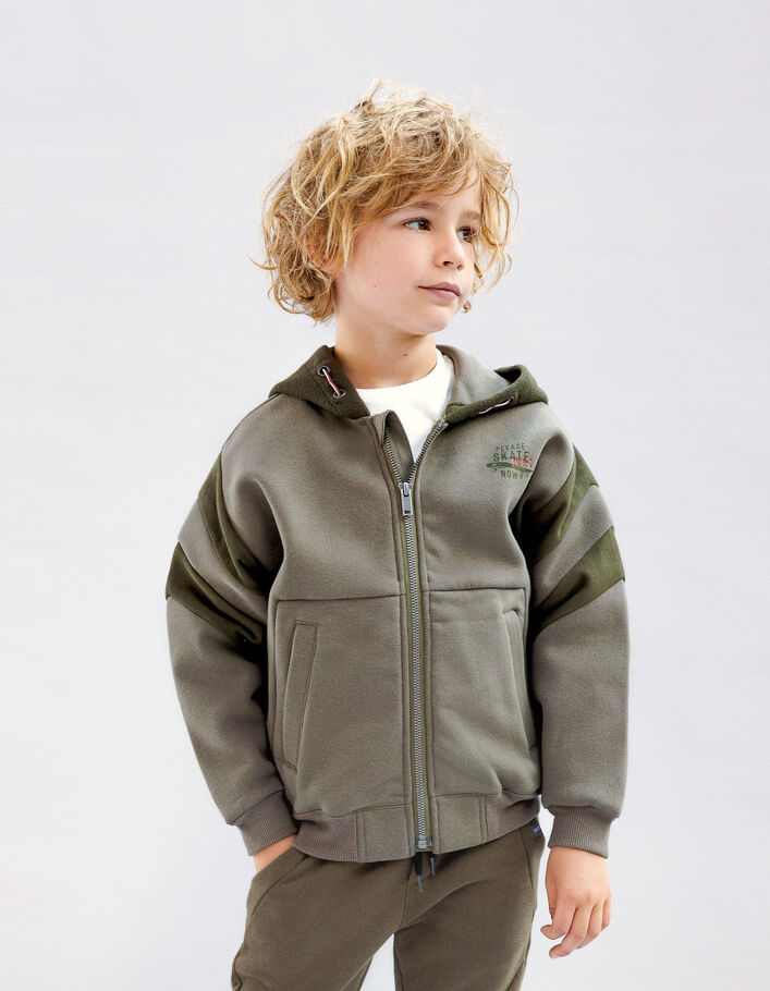 Cardigan kaki contrecollé polaire garçon