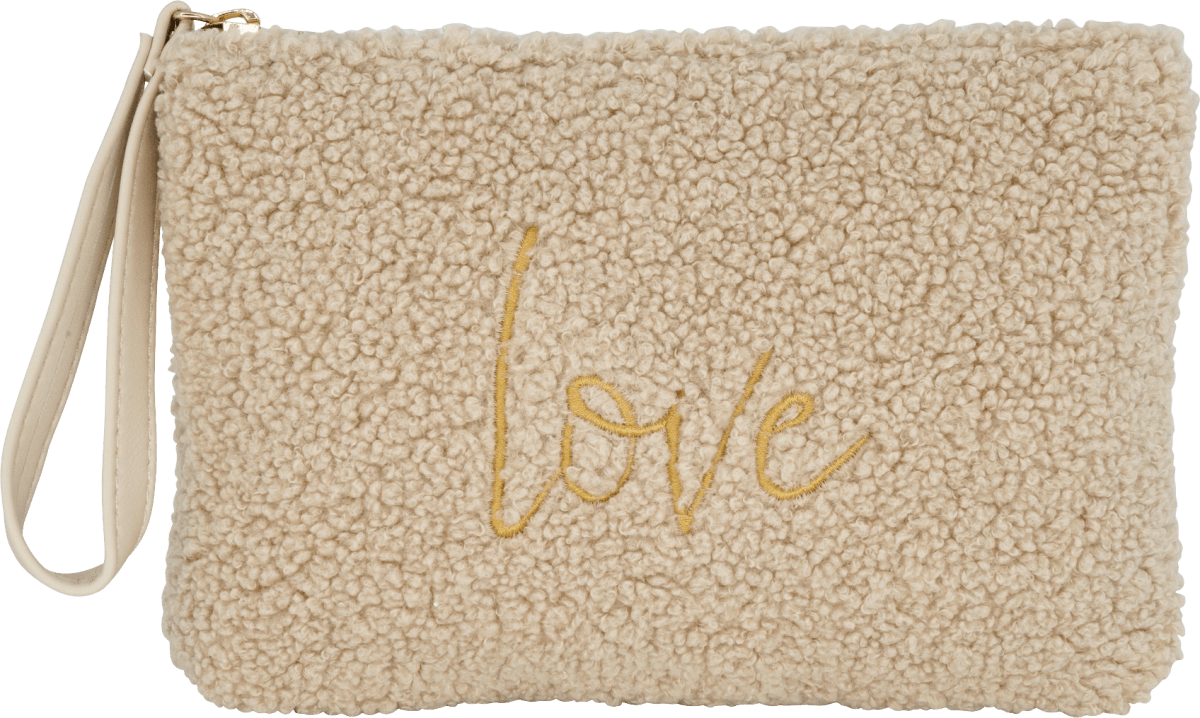 Kosmetiktasche beige Plüsch Love, 1 St