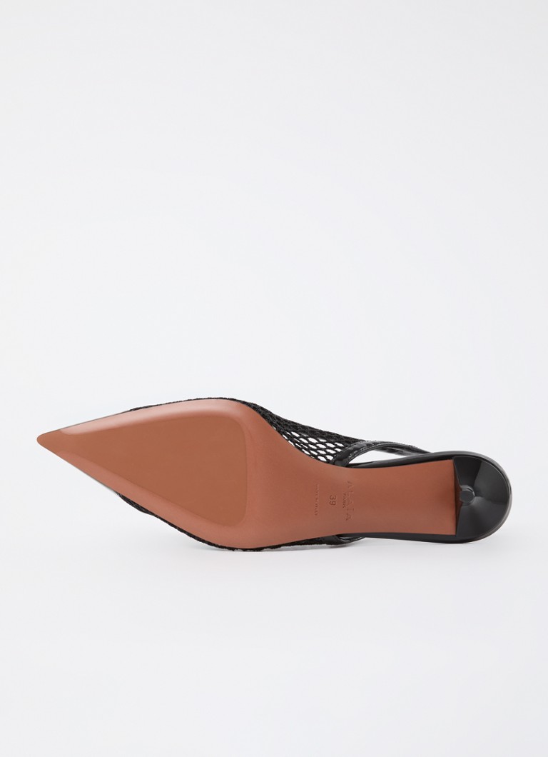 Pantofi cu toc tricotat Alaïa și detalii din piele de vițel