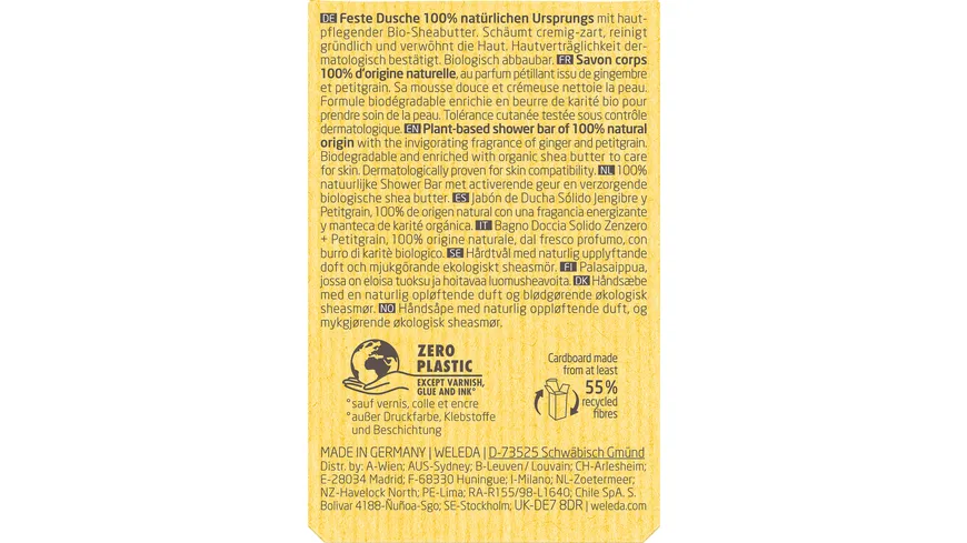 WELEDA Feste Duschpflege Ginger + Petitgrain 75 g