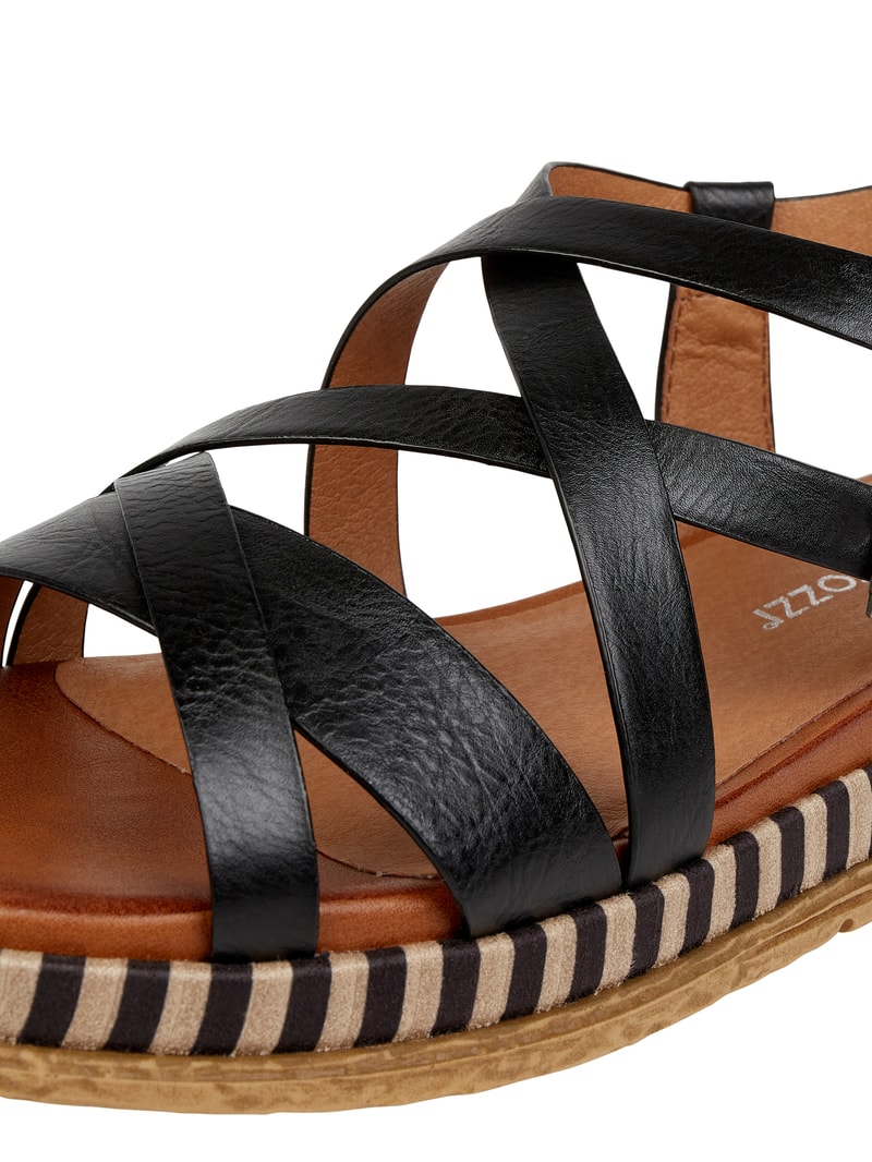 Sandalen in Leder-Optik in schwarz