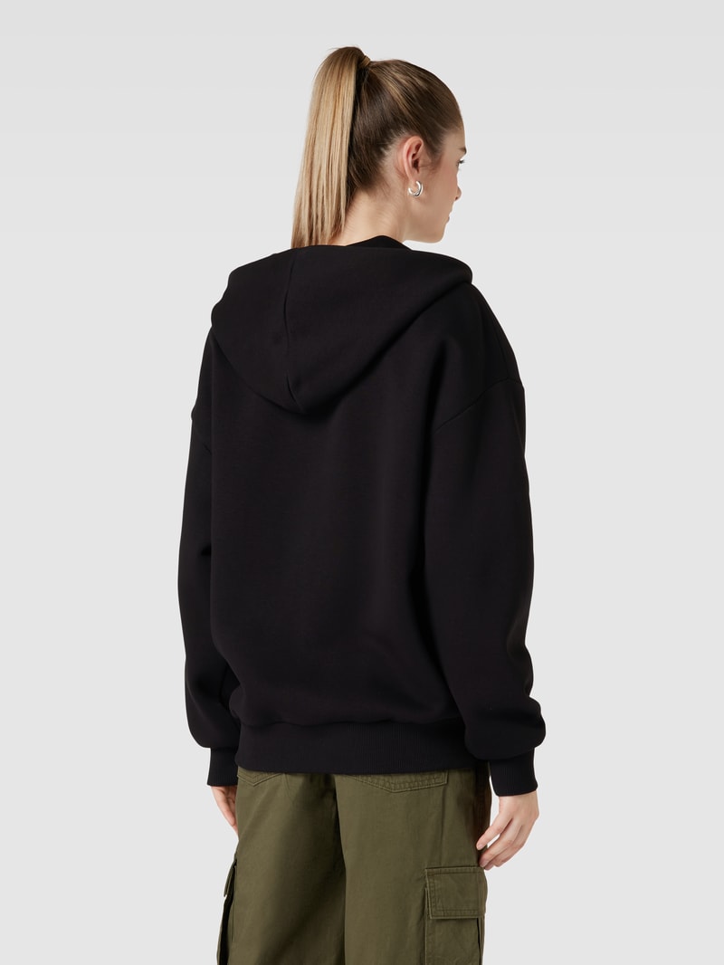 Sweatjacke mit gerippten Abschlüssen in schwarz